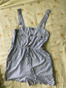 Blue Romper with Button Detail