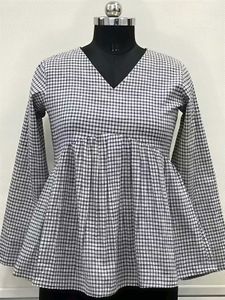 Checkered Peplum Top