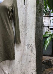 3138. Olive Green Long Sleeve Dress