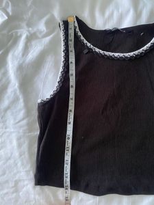 Ribbed Tank with Lace Trim