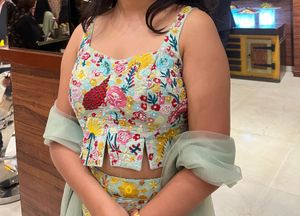 Lapink Embroidered Hand Work Plazzo Crop Top