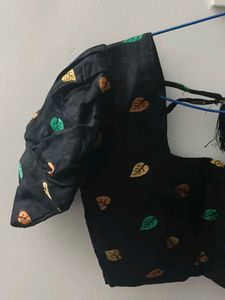 Elegant Black Leaf Print Blouse