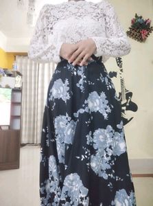 Black Floral Skirt