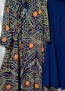 Eid Sale ❤Navy Blue High Low Kurta Plazzo
