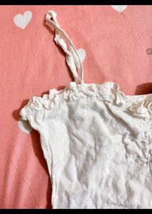 White Ruffle Trim Slip Sundress