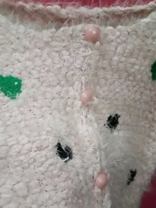 Girl&#39;s Fuzzy Heart Cardigan