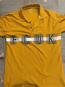Mustard Graphic Print Polo T-shirt