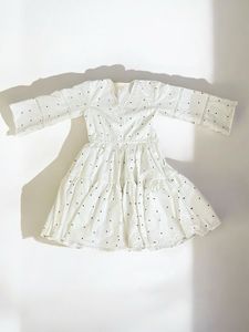polka White colour floral dress