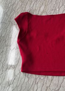 Red Ribbed Top
