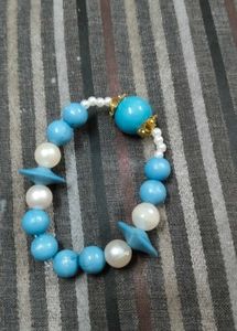 Beaded Bracelet Set - Blue &amp; Gold