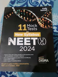 Disha NEET MOCK TEST NEW SYLLABUS 2024