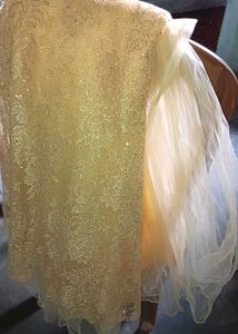 Gold Embellished Long Gown And Leggings