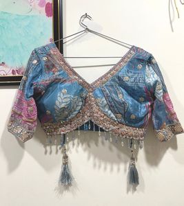 Blue Patchwork Lehenga Skirt