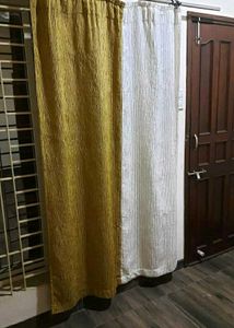 Elegant Green-White Window+Door Curtains (2 Each)