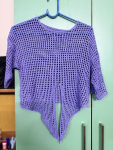 Crociet Pattern Purple Top