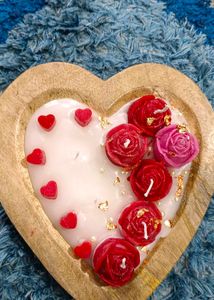 New Trending Wooden Heart Tray Candle