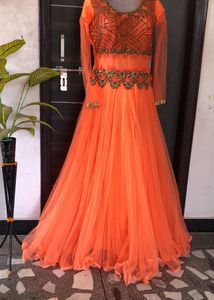 Elegant Coral Ethnic Gown