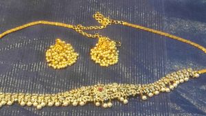 Cz Stone Hip Belt And Guttapusla Peacock Earrings