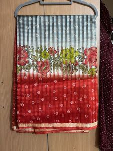 Floral & Striped Saree