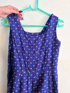 Blue Floral Sleeveless Dress