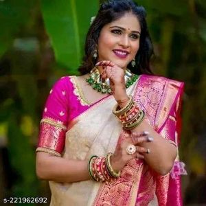 Elegant Pink &amp; White Sari