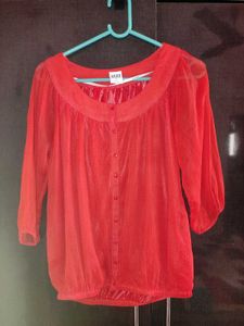 Solid Red Blouson Top