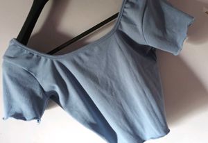 Blue Backless Crop Top
