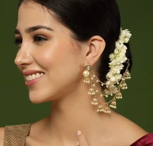 Sanjog Gold Plated Pearls Layered Ear Chain Mattil