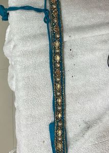 Elegant Teal Indian Outfit with Gold Stone