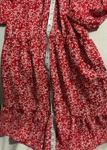 Red Floral Dress with puff arms