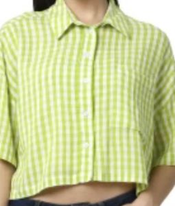 Green Gingham Crop Top