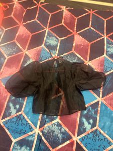 Puff-Sleeved Organza Top