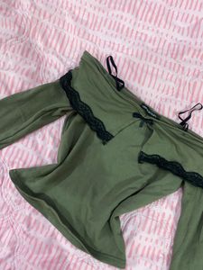 Green Lace Trim Top