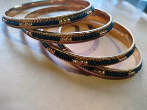 Black Beads bangles Set -4