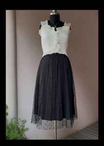 black Polka Dot Tulle Skirt