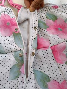 Floral Satin And Georgette Dress For Girls