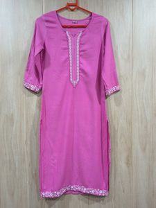 Pink Embroidered Kurti