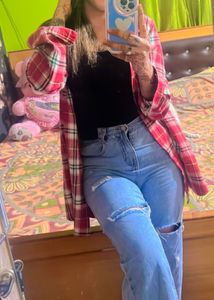Set Of Both Jeans And Red Shirt Only 500