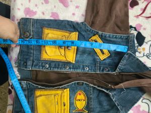 Unique Denim &amp; Brown Layered Jacket 2-4 years