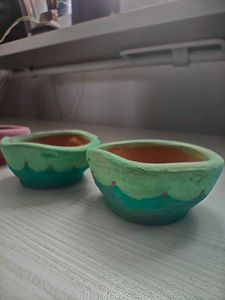 Colorful Decorative Clay Diya Set