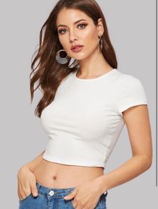 White Ribbed Crop Top