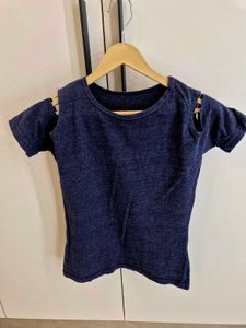Cute Blue Cut-Out T-Shirt