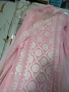 Pink Embroidered Kurta and dupatta