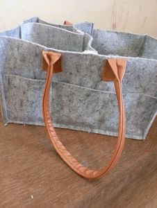 Felt Tote Bag with Leather Handles