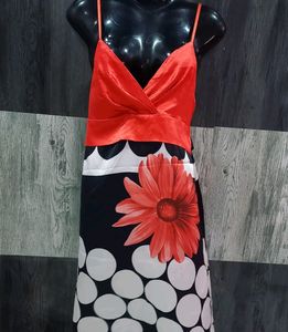Red Satin Babydoll Dress