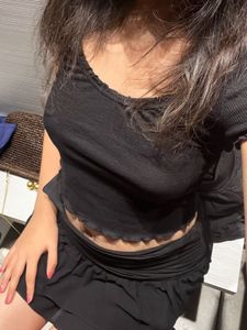 cute black ruffle top