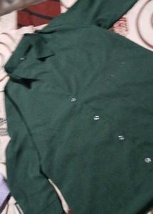 Women Half Sleeve Dark Green Shirt