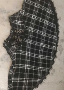 GRUNGE CRISS CROSS CHECKERED SKIRT