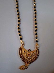 Ornate Gold &amp; Black Beaded Necklace