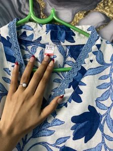 Floral Blue Kurta Set For Women